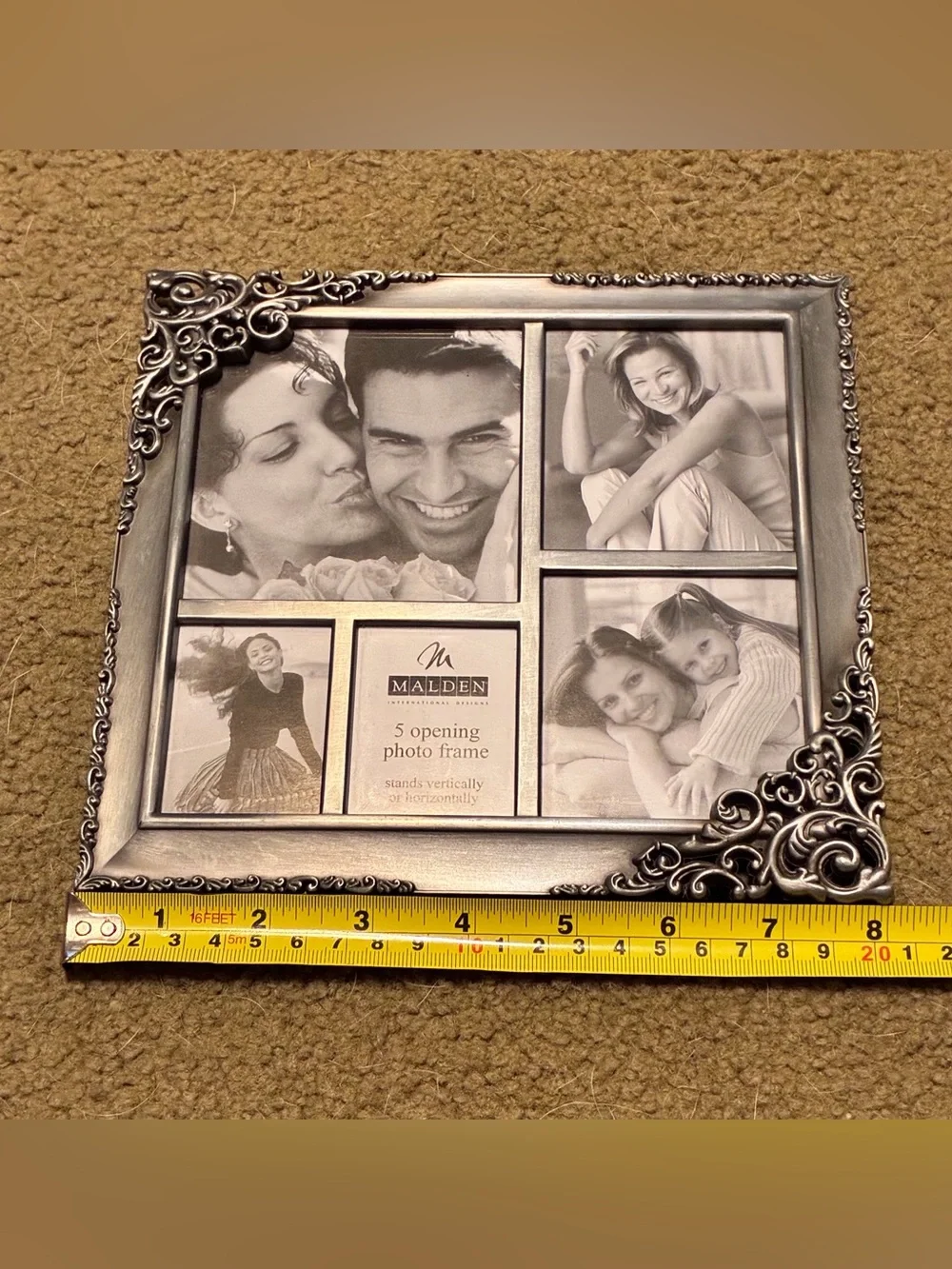 Malden International Designs Ornate Silver 5-Opening Photo Frame Size 7.5x8”